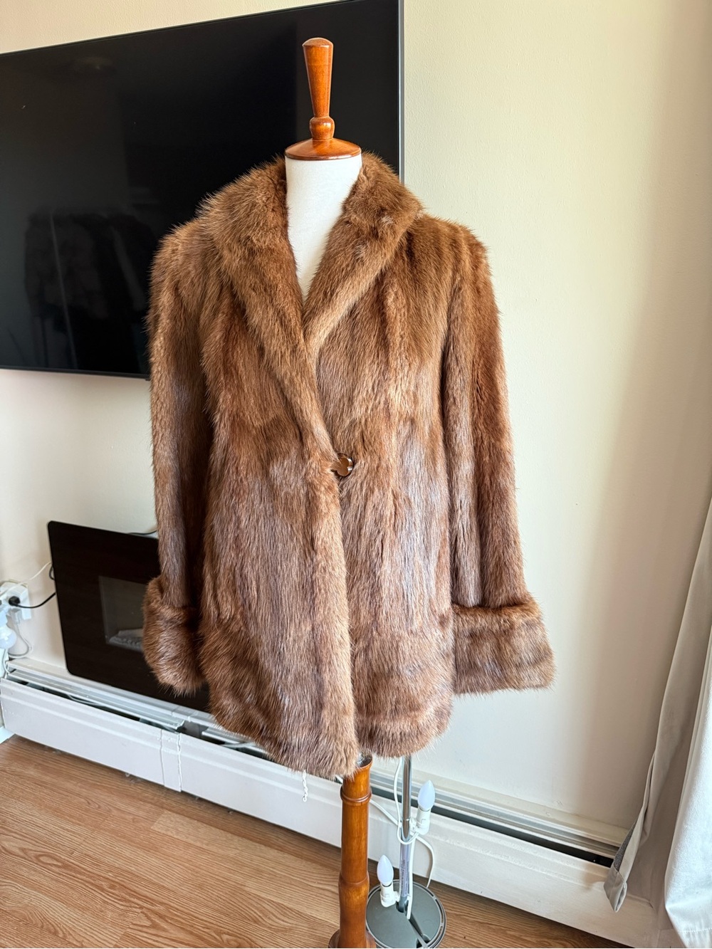 Women's Plush Faux Fur Coat in Warm Brown